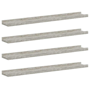 Betongraue Wandregale, 80 cm, 4er-Set