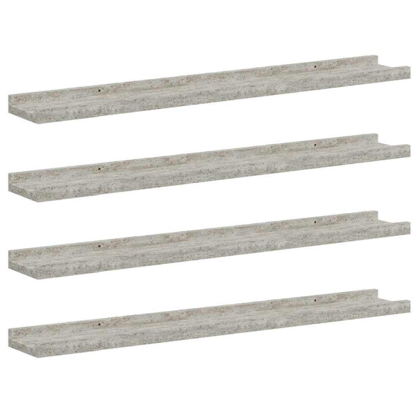 Betongraue Wandregale, 80 cm, 4er-Set