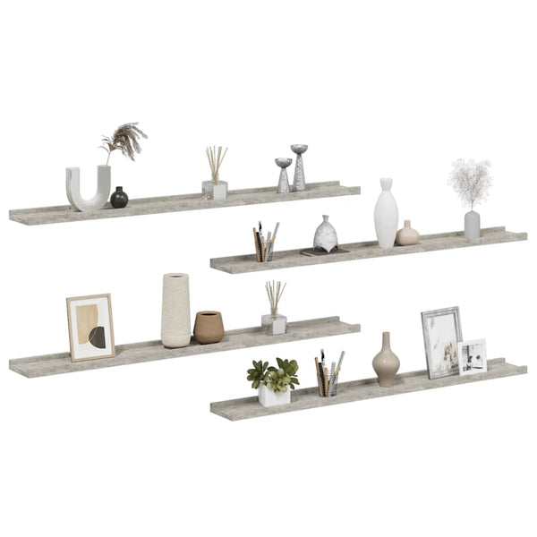 Wandregale Betongrau, 4er-Set