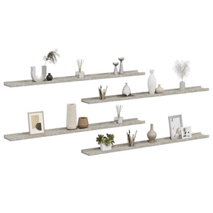 Wandregale Betongrau 115 cm, 4er-Set