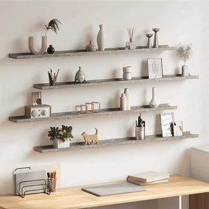Wandregale Betongrau 115 cm, 4er-Set