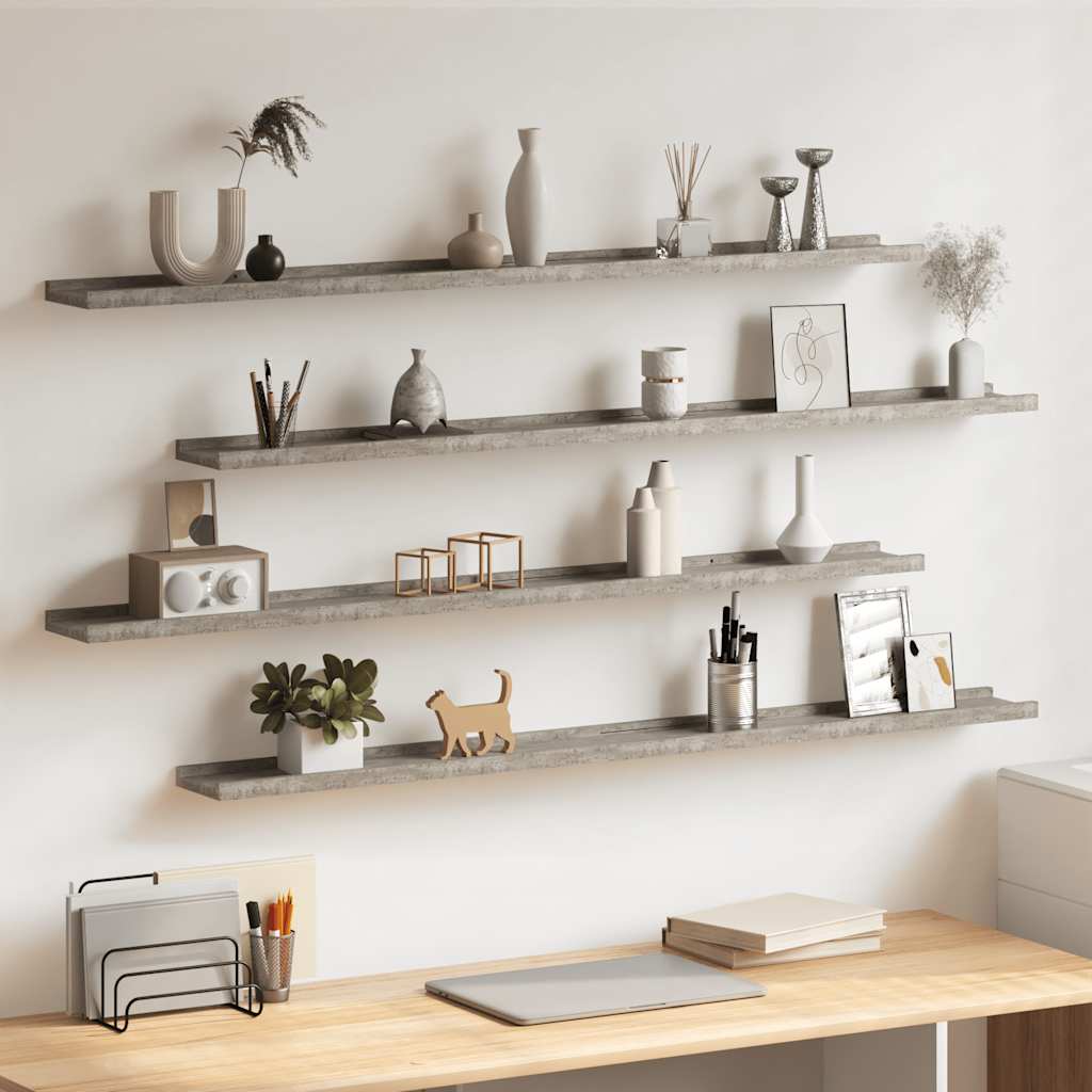 Wandregale Betongrau 115 cm, 4er-Set