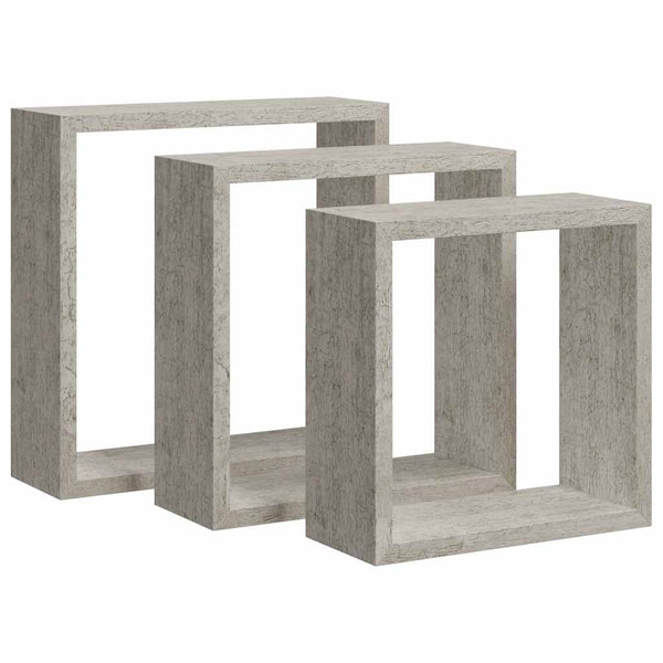 Betongraue Würfelregale, 3er Set