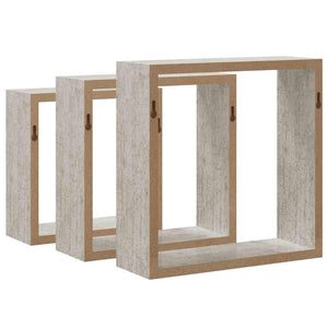 Betongraue Würfelregale, 3er Set