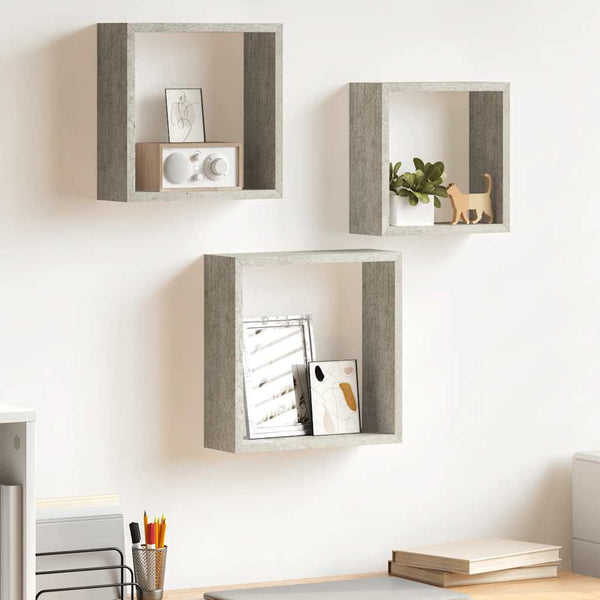 Betongraue Würfelregale, 3er Set