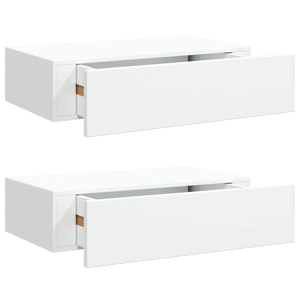 vidaXL Étagères murales avec tiroirs 2 pcs Blanc 40x23,5x10 cm MDF
