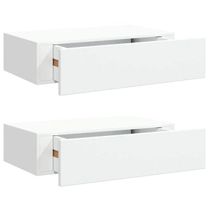 Wandregale mit Schubladen, 2er Set, Weiß