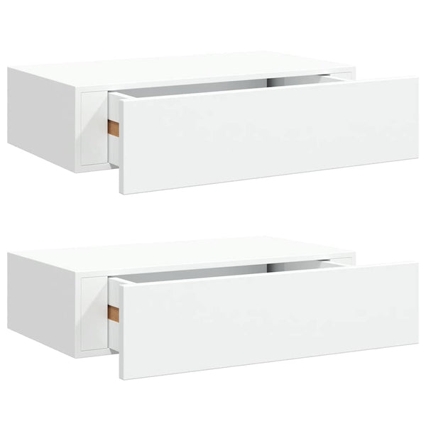 Wandregale mit Schubladen, 2er Set, Weiß