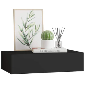 vidaXL Étagère murale avec tiroir Noir 40x23,5x10 cm MDF