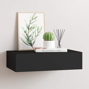 vidaXL Étagère murale avec tiroir Noir 40x23,5x10 cm MDF