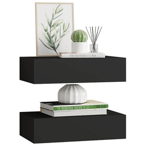 Wandregale mit Schubladen, Schwarz, 2er-Set