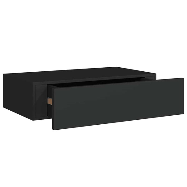 Wandregale mit Schubladen, Schwarz, 2er-Set