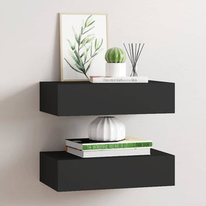 Wandregale mit Schubladen, Schwarz, 2er-Set