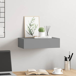 Graues Wandregal mit Schublade, 40 cm