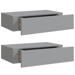 Graue Wandregale mit Schubladen, 2er-Set