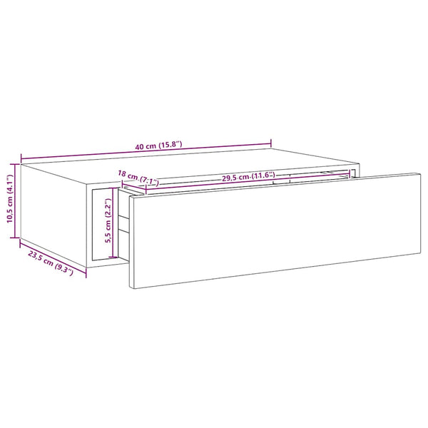 Graue Wandregale mit Schubladen, 2er-Set
