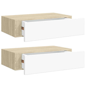 Wandregale mit Schubladen, 2er-Set