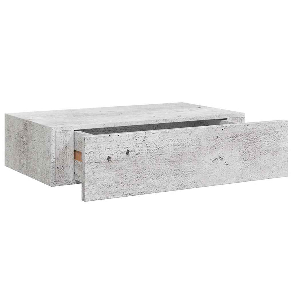 Wandregal mit Schublade, Betongrau, 40 cm