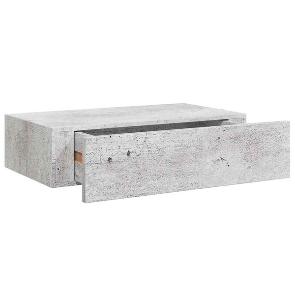 Wandregal mit Schublade, Betongrau, 40 cm