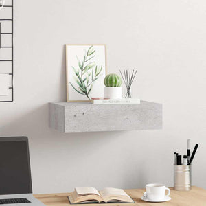 Wandregal mit Schublade, Betongrau, 40 cm