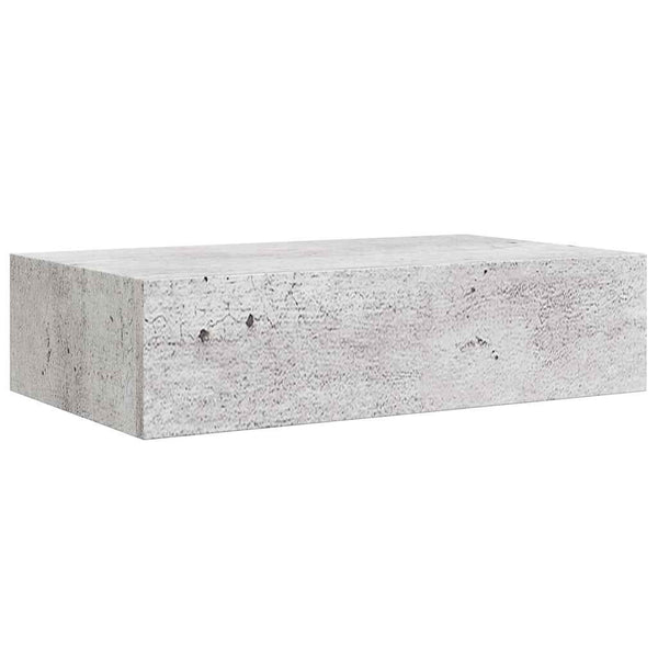 Wandregal mit Schublade, Betongrau, 40 cm