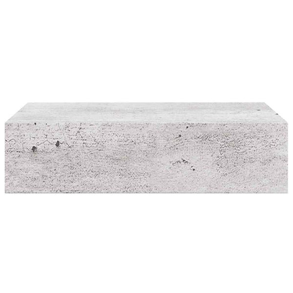 Wandregal mit Schublade, Betongrau, 40 cm