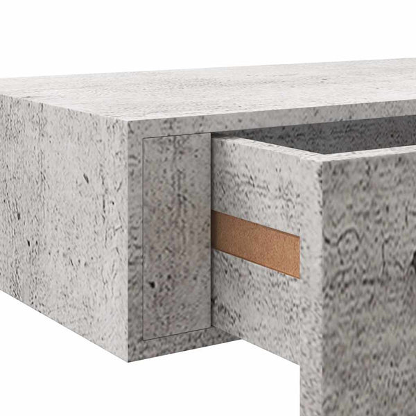 Wandregal mit Schublade, Betongrau, 40 cm