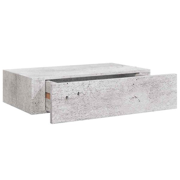 Wandregale mit Schubladen, Betongrau, 2er-Set