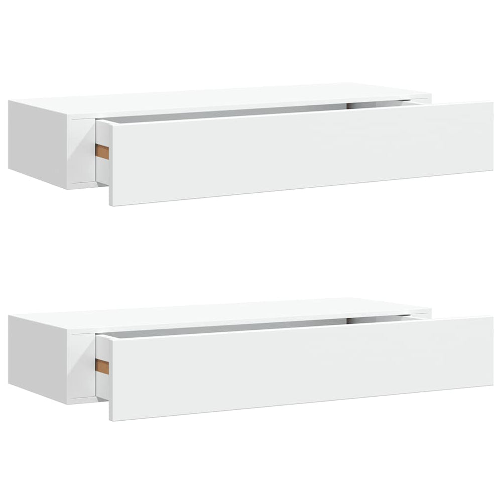 vidaXL Étagères murales avec tiroirs 2 pcs Blanc 60x23,5x10 cm MDF