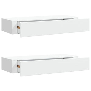 Wandregale mit Schubladen, 60 cm, Weiß, 2er-Set