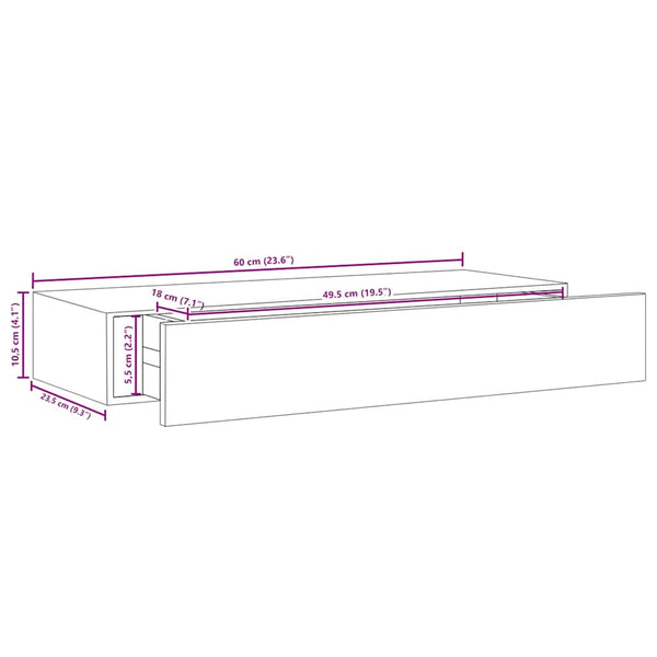 Wandregale mit Schubladen, 60 cm, Weiß, 2er-Set