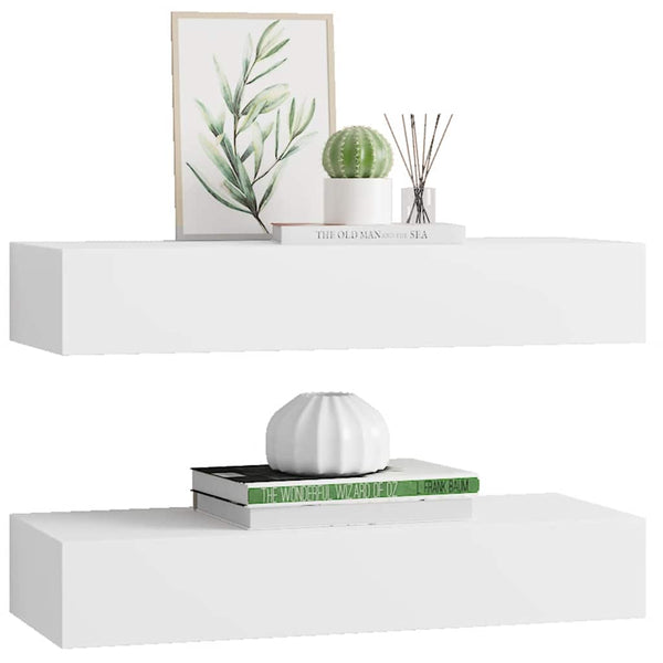 Wandregale mit Schubladen, 60 cm, Weiß, 2er-Set