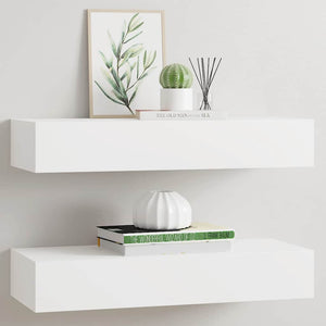 Wandregale mit Schubladen, 60 cm, Weiß, 2er-Set
