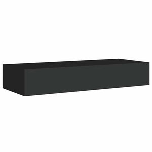 Schwarzes Wandregal mit Schublade 60 cm