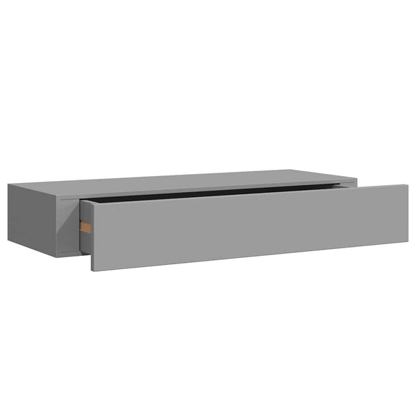 Wandregal Grau mit Schublade 60 cm