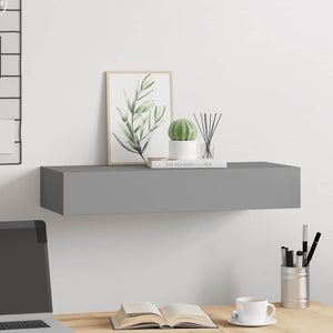 Wandregal Grau mit Schublade 60 cm