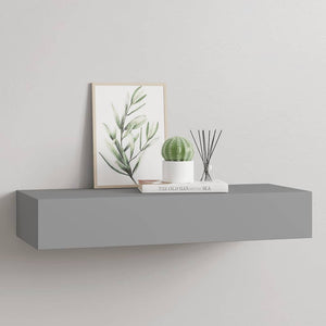 Wandregal Grau mit Schublade 60 cm