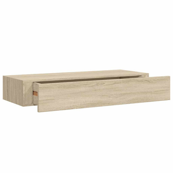 Wandregal Eichenoptik mit Schublade 60 cm