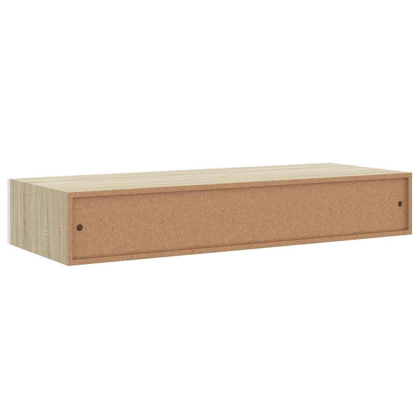 Wandregale mit Schubladen, 2er Set, Eiche/Weiß