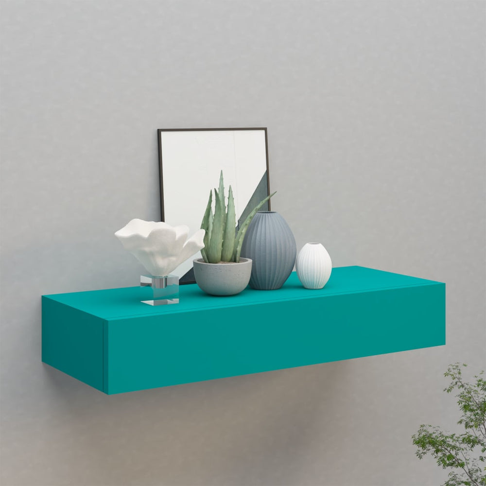 vidaXL Étagère murale à tiroirs Bleu 60x23,5x10 cm MDF