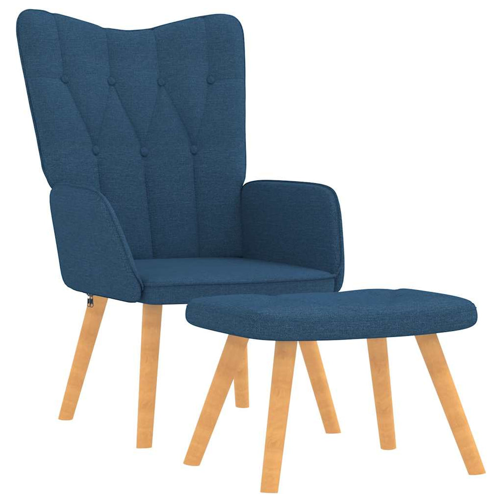 Blauer Relaxsessel mit Hocker