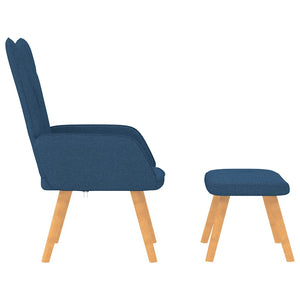 Blauer Relaxsessel mit Hocker