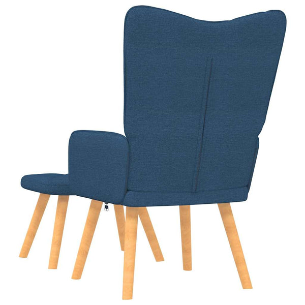 Blauer Relaxsessel mit Hocker
