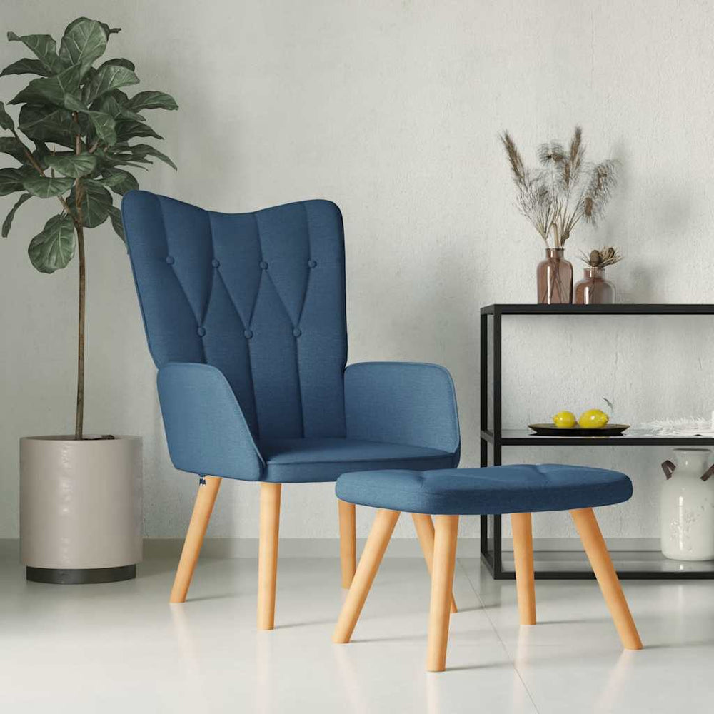 Blauer Relaxsessel mit Hocker