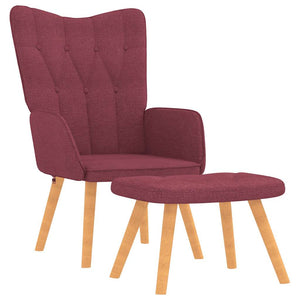 Weinroter Relaxsessel mit Hocker