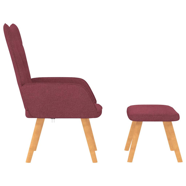 Weinroter Relaxsessel mit Hocker