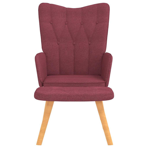 Weinroter Relaxsessel mit Hocker