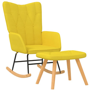 vidaXL Fauteuil à bascule avec repose-pieds Tissu Moutarde