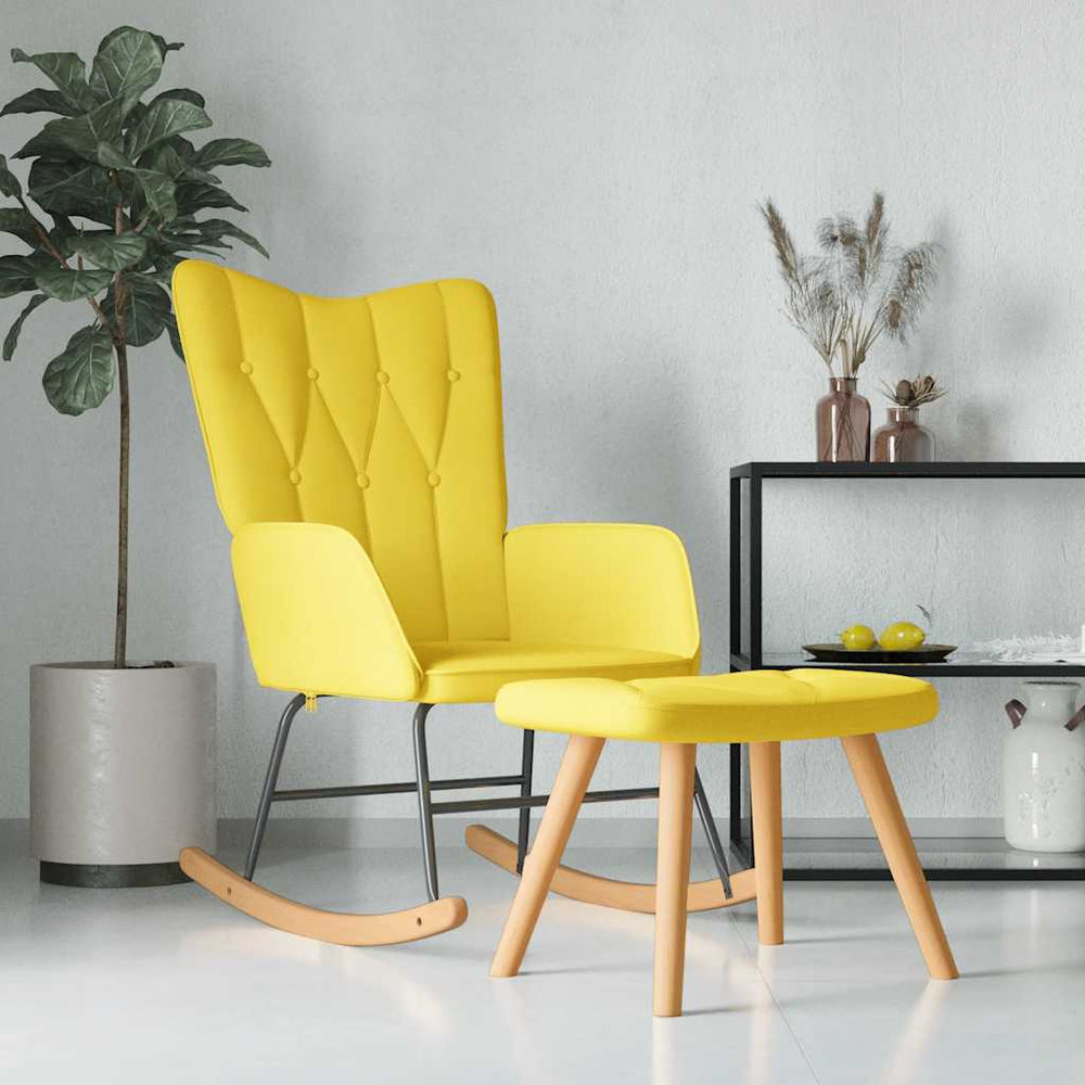 Senfgelber Schaukelsessel mit Hocker