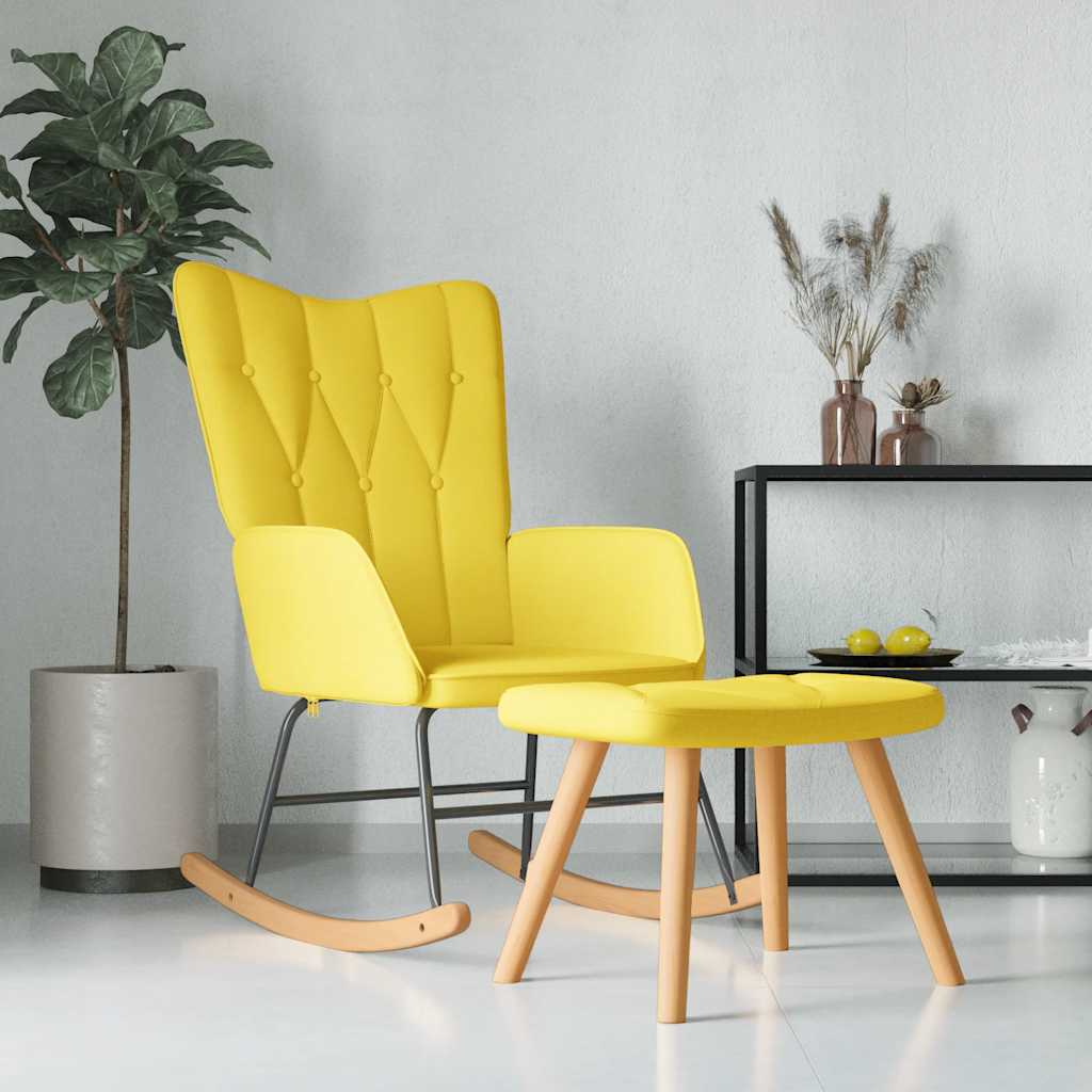 vidaXL Fauteuil à bascule avec repose-pieds Tissu Moutarde